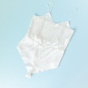 Jennifer Dale Vintage White Floral Playsuit Lingerie Romper Size Small 80s 90s